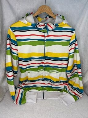 Vintage Y2K Burton Flo Striped Zip Scoop Hoodie